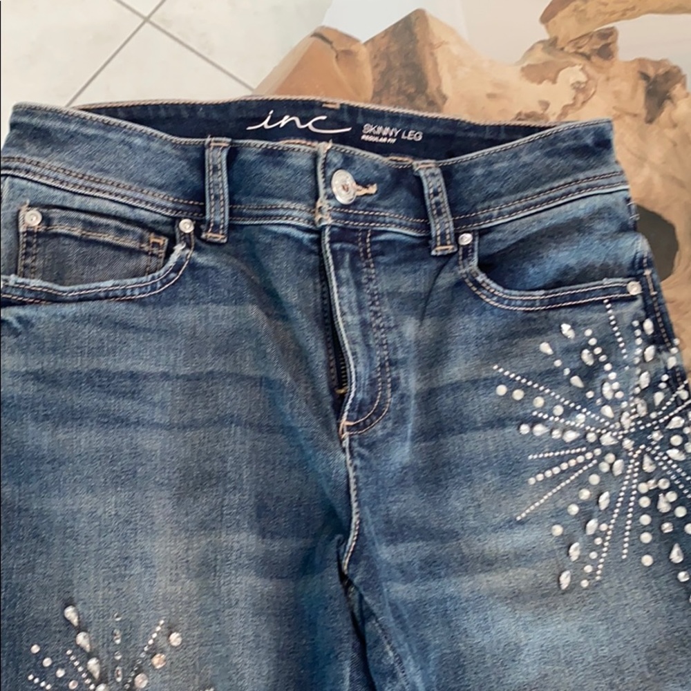 Inc Skinny Leg Crystal Jeans
